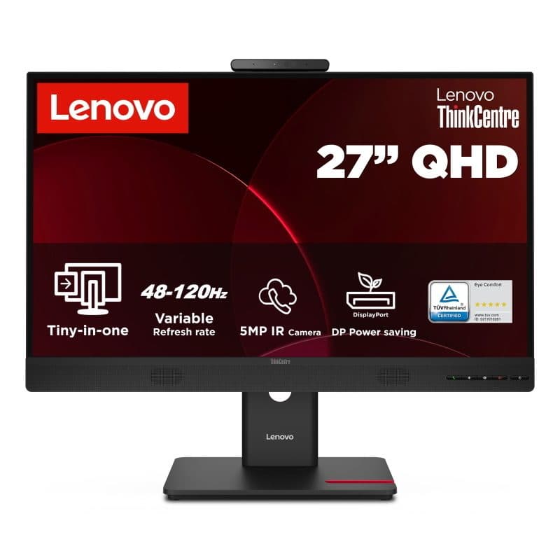 Monitor 27 pollici QHD IPS 16:9 4 ms 350 cd/m² webcam VESA nero - Lenovo ThinkCentre TIO27 13LCGAT6EU