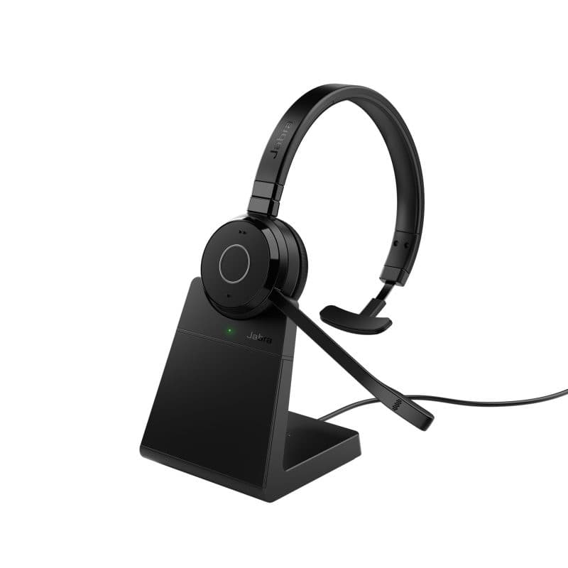 Cuffie con cavo e senza cavo a padiglione per ufficio USB-A Bluetooth con base di ricarica nero - Jabra Evolve 65 TE