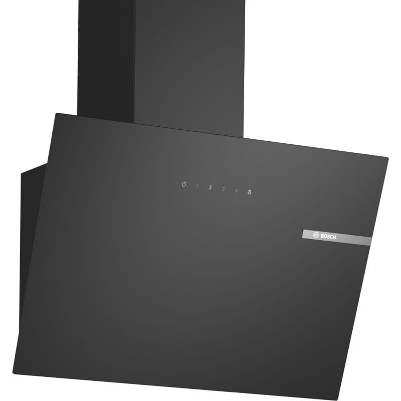 Cappa a parete in vetro design 60 cm 220 W luce LED nero - Bosch DWK65DK60