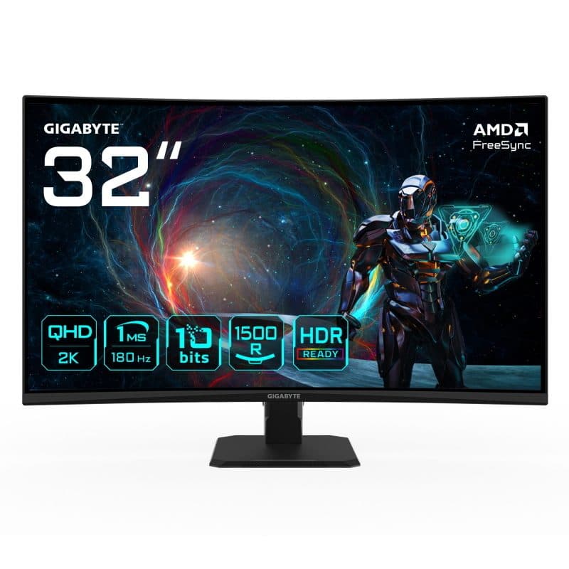 Monitor curvo 31,5 pollici VA 180 Hz QHD 1 ms 2 x HDMI/DisplayPort - Gigabyte GS32QCA