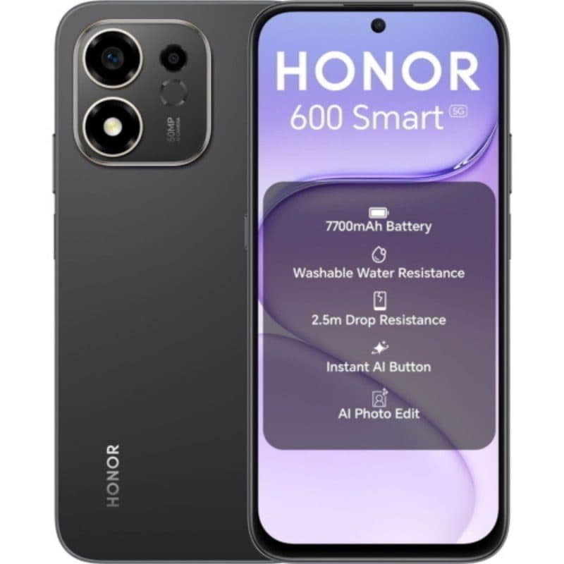 Smartphone 5G dual SIM 6.87 pollici octa core 4GB RAM 128GB Velvet Black TIM - Honor 600 Smart