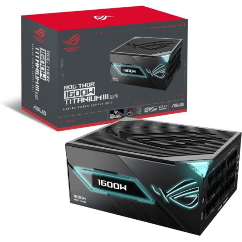 Alimentatore modulare 80 Plus Titanium PFC attivo ATX 3.1 nero - ASUS ROG Thor 1600 Titanium III Gaming EVO