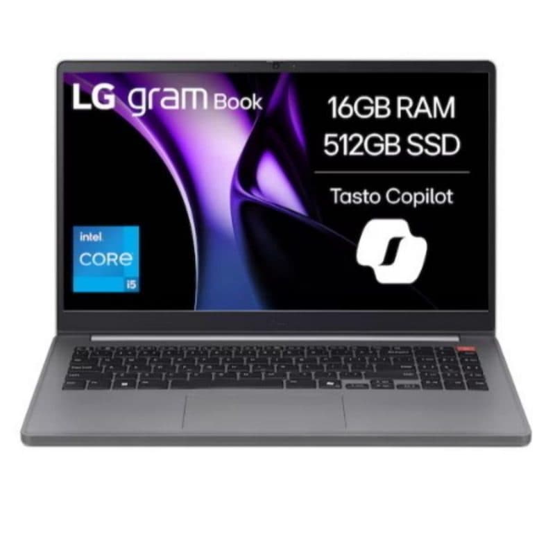 Notebook Copilot+ PC 15,6 pollici Intel Core i5-1334U 16GB SSD 512GB Iris Xe Windows 11 Professional - LG Gram Book 15UB50T-G