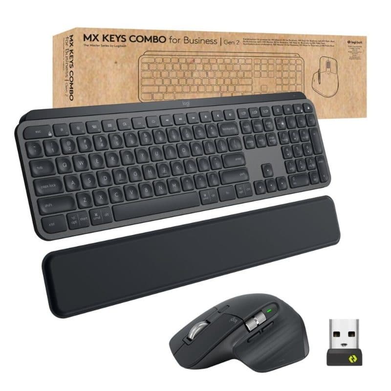 Combo tastiera e mouse wireless RF e Bluetooth per ufficio QWERTZ svizzero grafite - Logitech MX Keys Combo for Business Gen 2