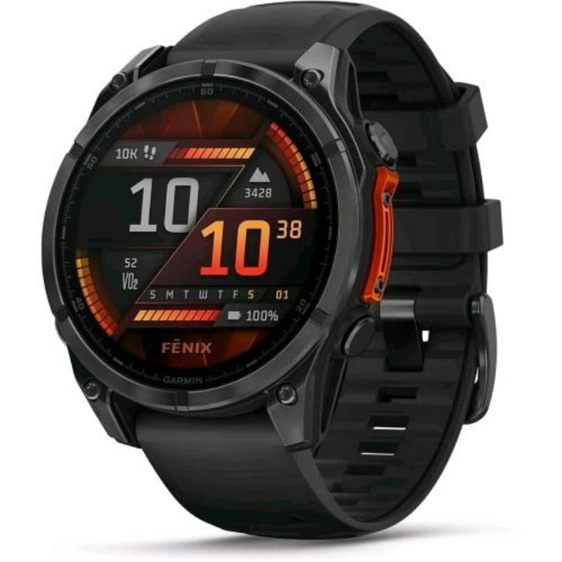 Smartwatch 47 mm AMOLED 1,4 pollici touchscreen GPS multi-band mappe grigio ardesia nero - Garmin Fenix 8