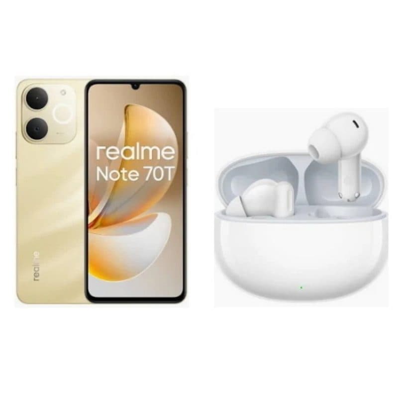 Smartphone 4G LTE dual SIM 6,74 pollici 256GB RAM 4GB Beach Gold con TechLife Buds - Realme Note 70T Special Edition