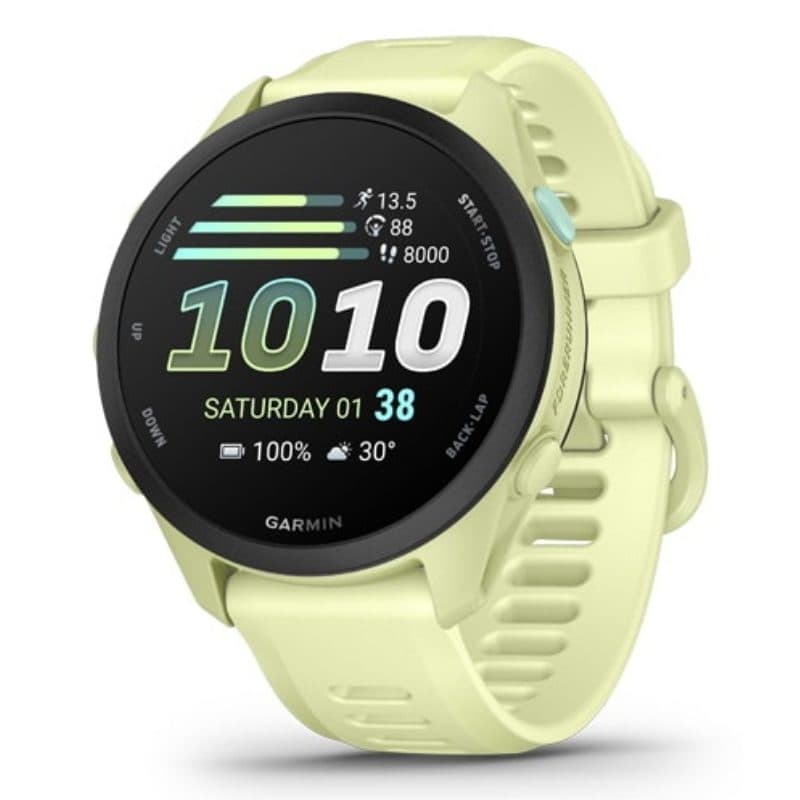 Smartwatch giallo limone/nero con cinturino in silicone a sgancio rapido 20 mm - Garmin Forerunner 70