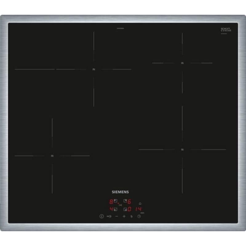 Piano cottura a induzione da incasso 60 cm 4 fornelli nero e acciaio inox - Siemens iQ300 EH645BFB6E