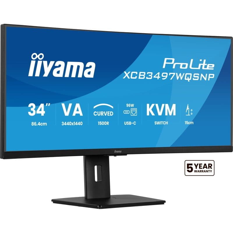 Monitor PC ultrawide 34 pollici 86,4 cm 3440 x 1440 pixel Quad HD LED nero - Iiyama ProLite XCB3497WQSNP-B1
