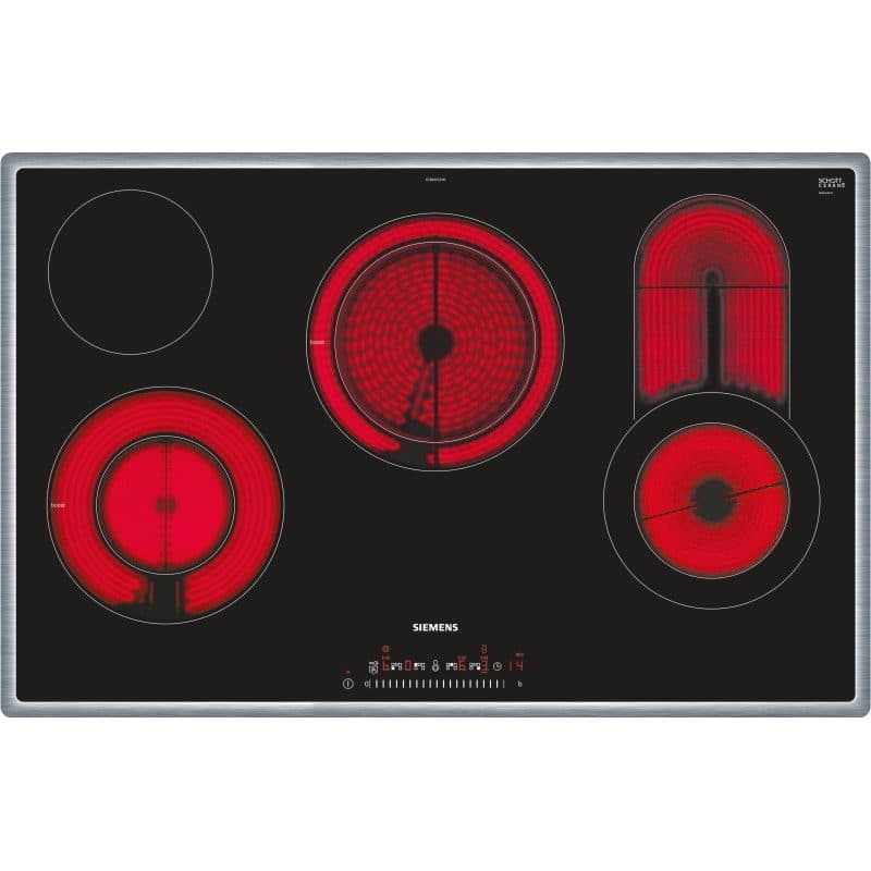 Piano cottura in ceramica da incasso 5 fornelli nero e acciaio inox - Siemens ET845FCP1D