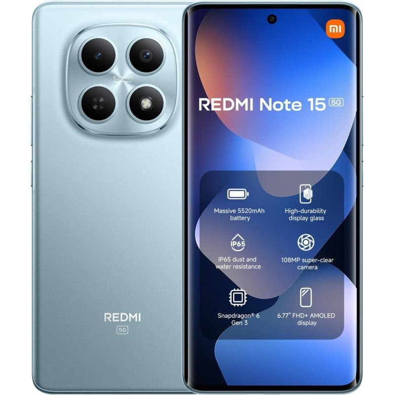 Smartphone 5G dual SIM 8GB RAM 256GB Glacier Blue - Xiaomi Redmi Note 15