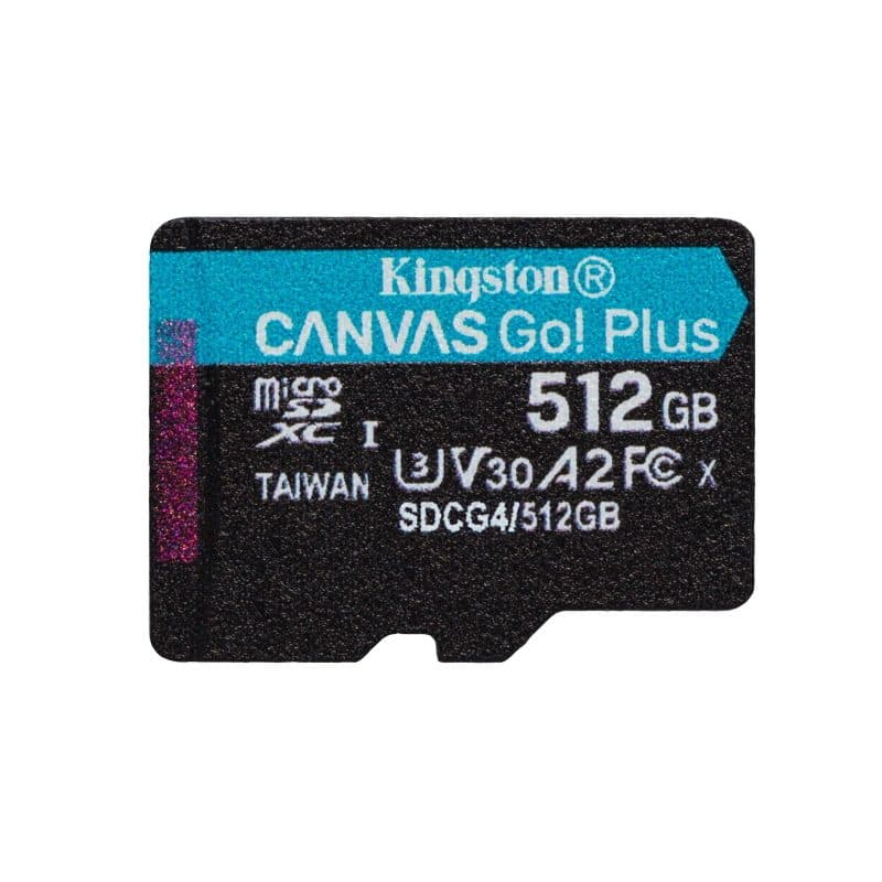Scheda microSDXC 512GB A2 U3 Gen4 200R confezione singola senza adattatore - Kingston Canvas Go Plus