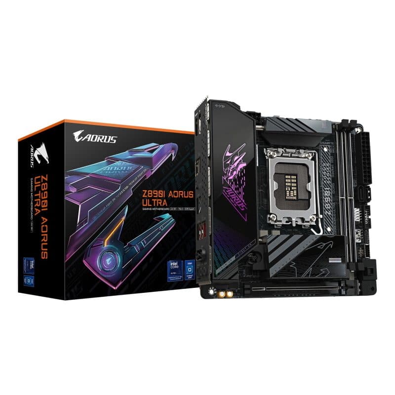 Scheda madre per CPU Intel Core Ultra (serie 2) con VRM 8+1+2 fasi e DDR5 fino a 8800MHz (OC) - Gigabyte Z890I Aorus Ultra