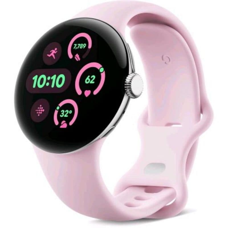 Smartwatch AMOLED 41 mm con cassa argento lucido e cinturino rosa quarzo, Wi-Fi e GPS - Google Pixel Watch 3