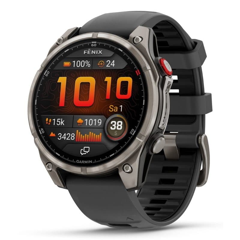 Smartwatch 47 mm AMOLED Sapphire titanio grafite/nero con cinturino in silicone QuickFit - Garmin Fenix 8 Pro