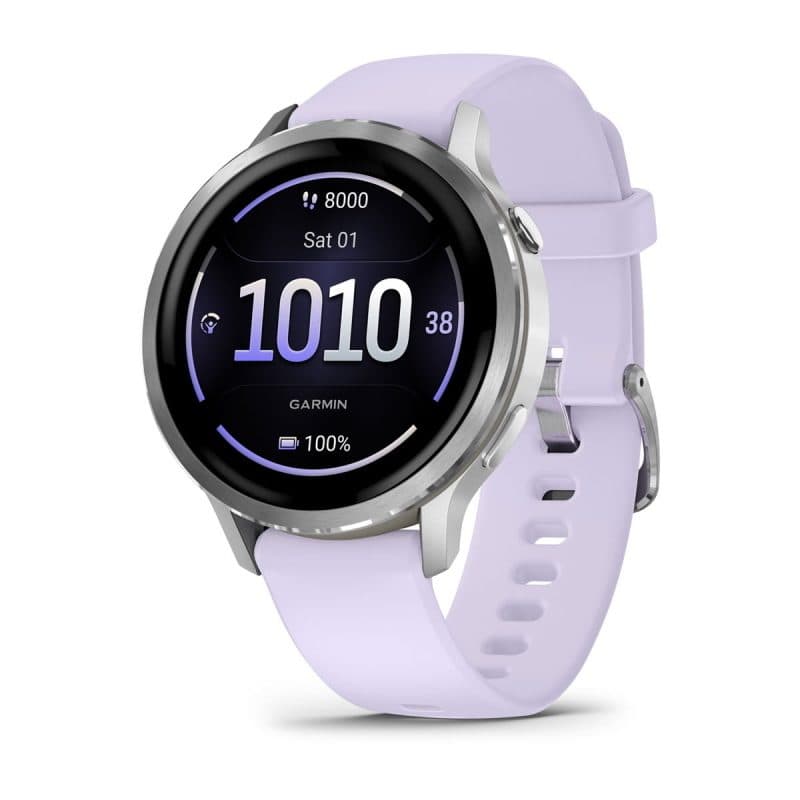 Smartwatch 41 mm grigio/argento con cinturino in silicone a sgancio rapido 18 mm blu lavanda - Garmin Venu 4
