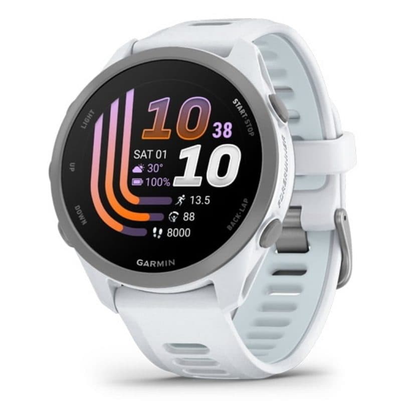 Smartwatch bianco pietra/grigio polvere con cinturino in silicone a sgancio rapido 20 mm - Garmin Forerunner 170