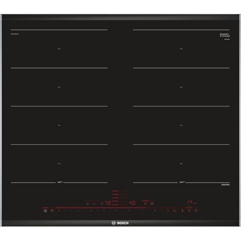 Piano cottura a induzione da incasso 4 fornelli nero e acciaio inox - Bosch PXX675DC1E