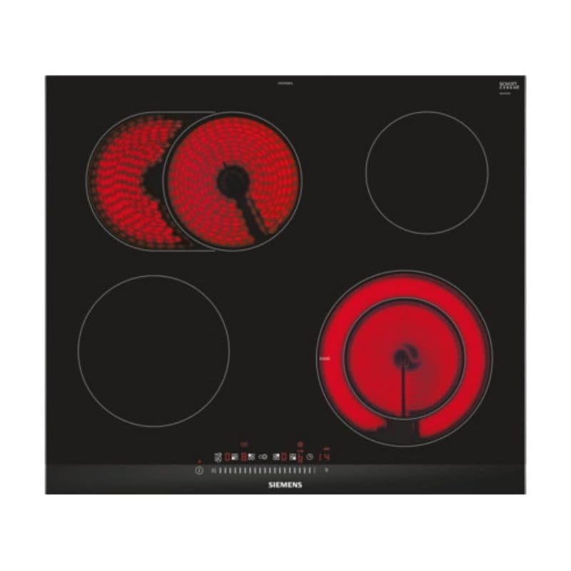 Piano cottura in ceramica da incasso 4 fornelli nero e acciaio inox - Siemens ET675FNP1E