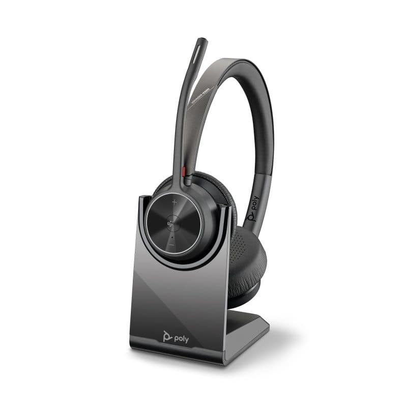 Cuffie certificate per Microsoft Teams con dongle BT700 e supporto di ricarica - Poly Voyager 4320-M