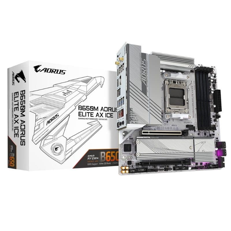Scheda madre micro ATX AMD B650 socket AM5 - Gigabyte B650M Aorus Elite AX Ice