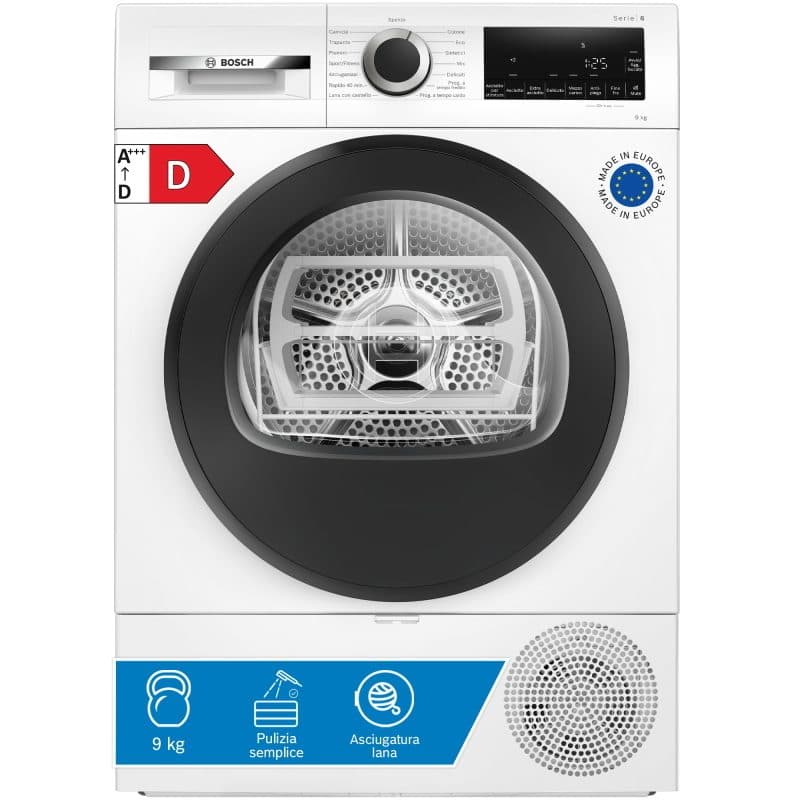 Asciugatrice 9 kg display LED classe D - Bosch WQG24201IT