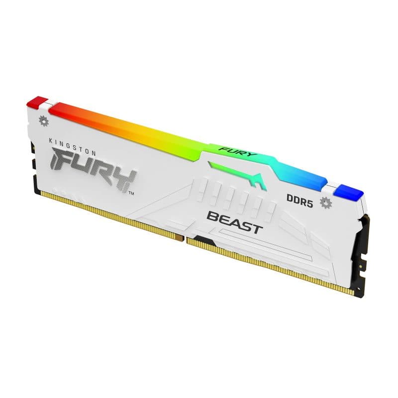 Memoria RAM 16GB DDR5 6000MT/s CL36 DIMM RGB EXPO bianco - Kingston Fury Beast