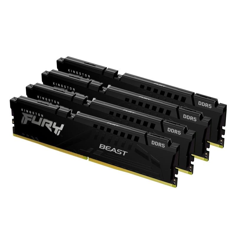 Memoria RAM 128GB kit da 4 DDR5 5200 MT/s CL40 DIMM XMP nero - Kingston FURY Beast