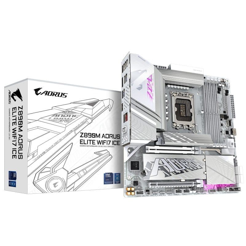 Scheda madre per CPU Intel Core Ultra (serie 2) VRM 12+1+2 fasi fino a 8800MHz - Gigabyte Z890M Aorus Elite WiFi7 Ice