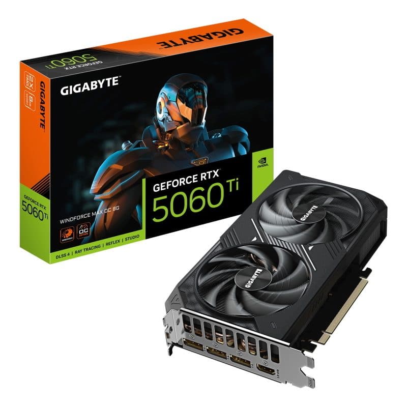 Scheda grafica 8GB GDDR7 128 bit PCI-E 5.0 frequenza core 2587 MHz - Gigabyte GeForce RTX 5060 Ti WindForce Max OC 8G