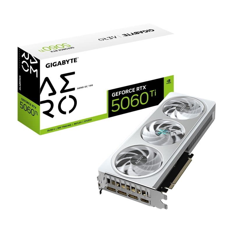 Scheda grafica 16GB GDDR7 128 bit PCIe 5.0, frequenza core 2647 MHz - Gigabyte GeForce RTX 5060 Ti Aero OC 16G
