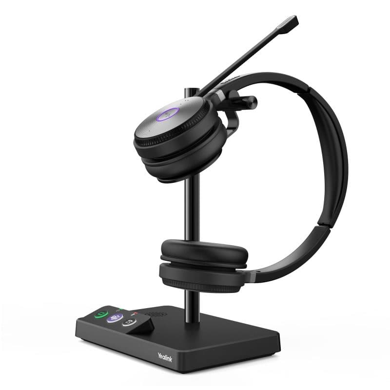 Cuffia wireless a padiglione per ufficio con base di ricarica micro-USB nero - Yealink WH62 Dual Teams