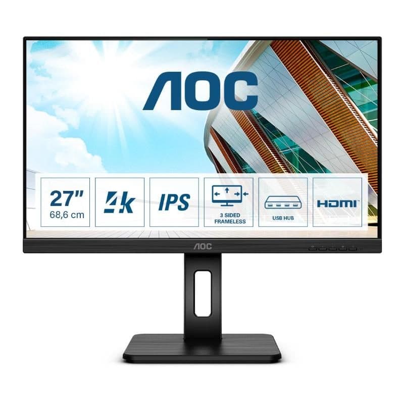 Monitor LED IPS 27 pollici UHD 4K 16:9 contrasto 1.000:1 HDMI DisplayPort 4 USB nero - AOC U27P2