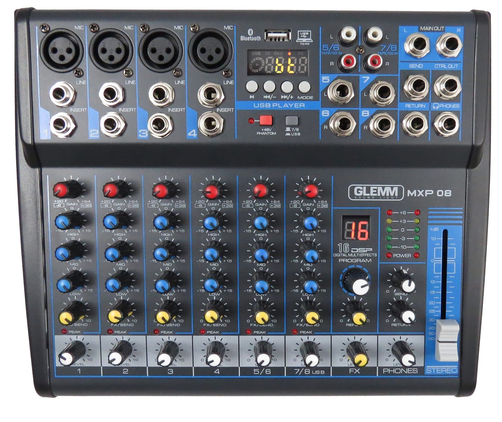 Mixer microfonico 8 canali - Glemm MXP 08
