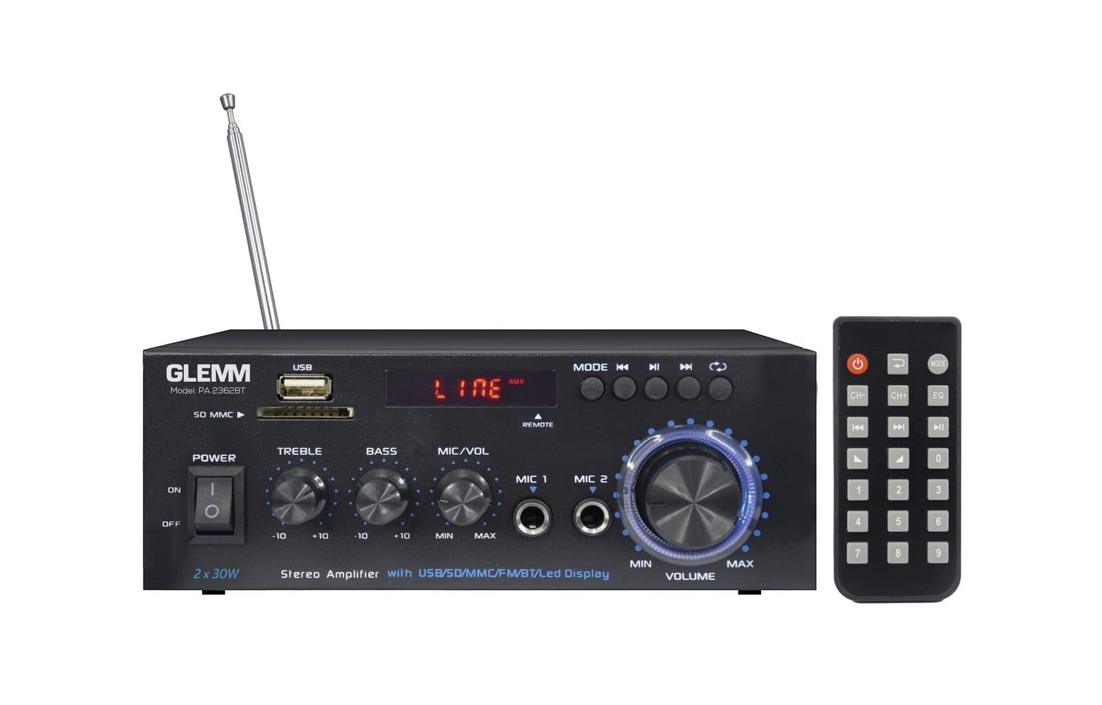 Amplificatore stereo 2 x 30W - Glemm PA 2362BT