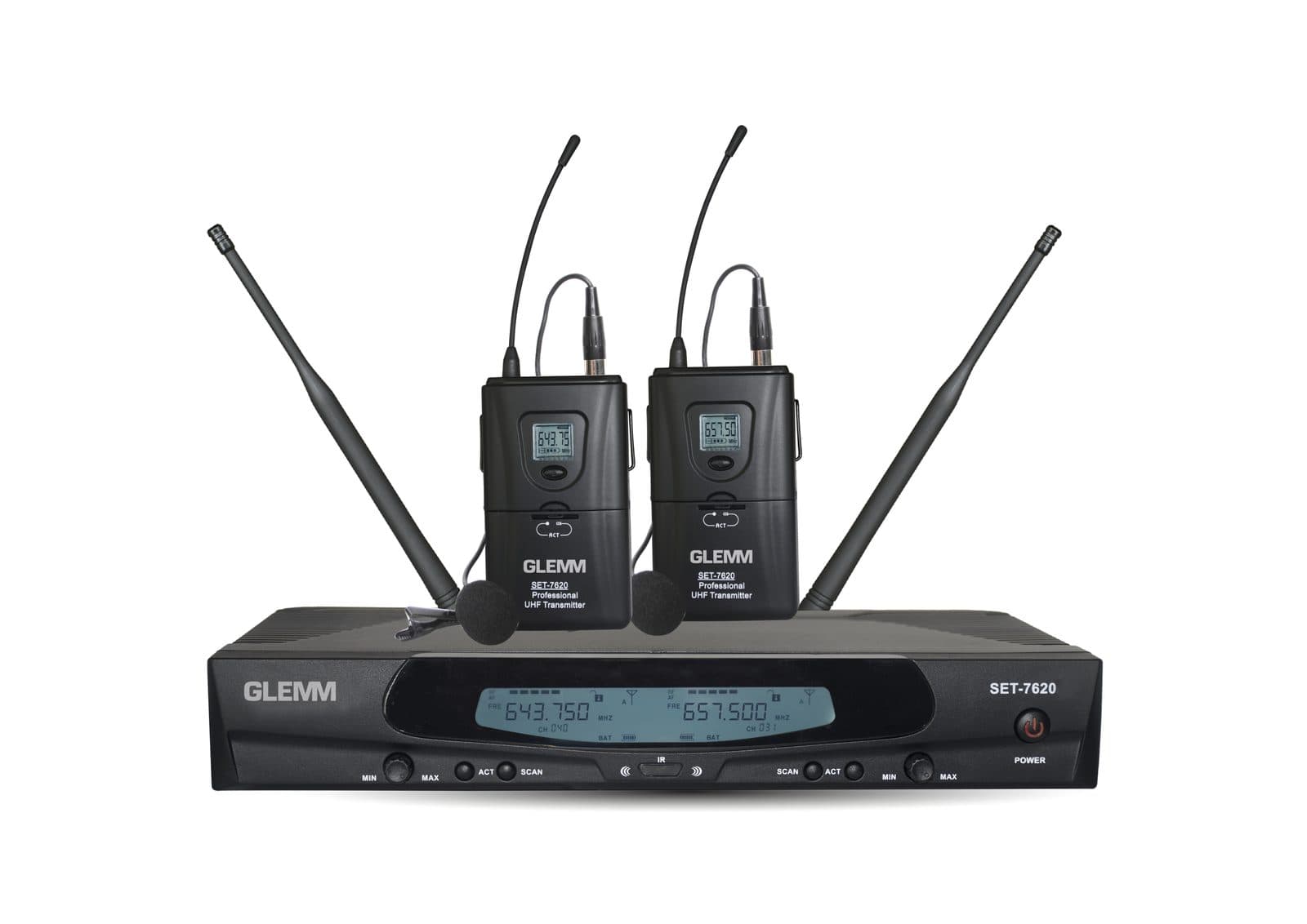 Radiomicrofono UHF con doppio lavalier - Glemm SET 7620LAV