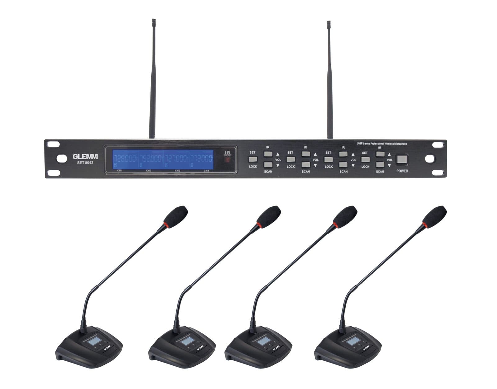 Kit 4 mic da tavolo UHF wireless - Glemm SET 8042