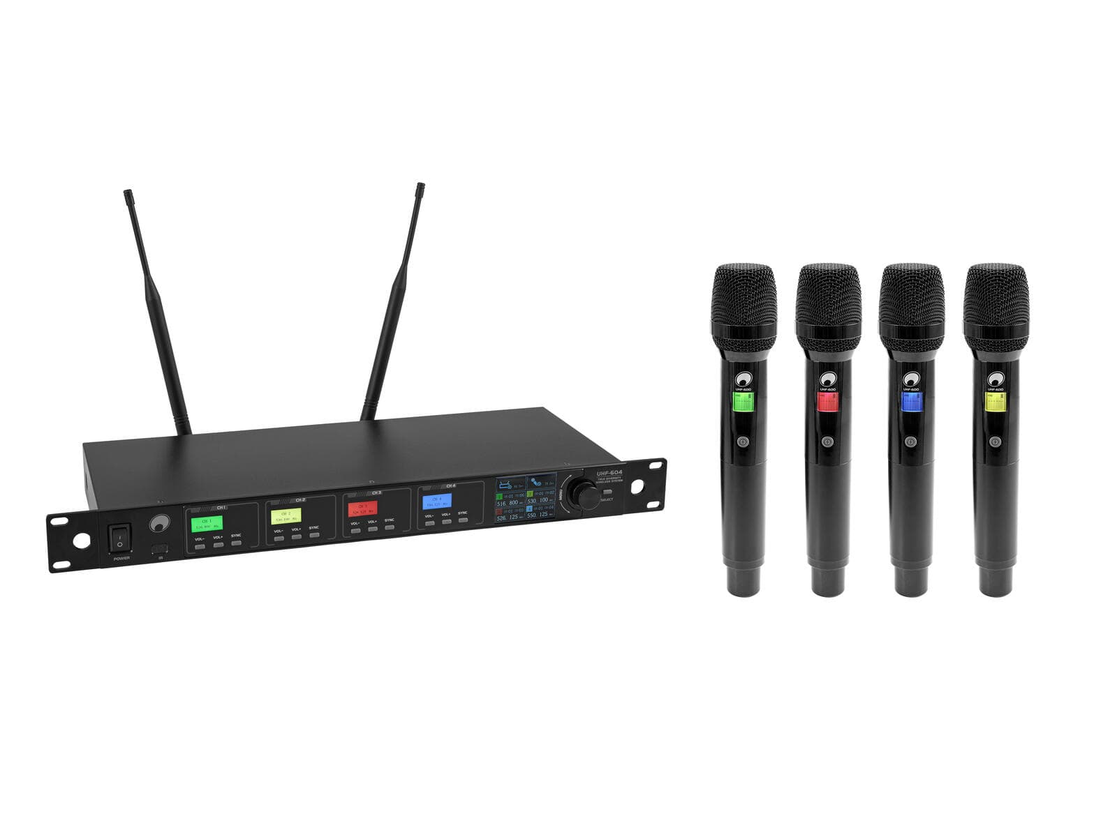 OMNITRONIC UHF-604 Sistema microfonico wireless a 4 canali 520-554 MHz - 13063605