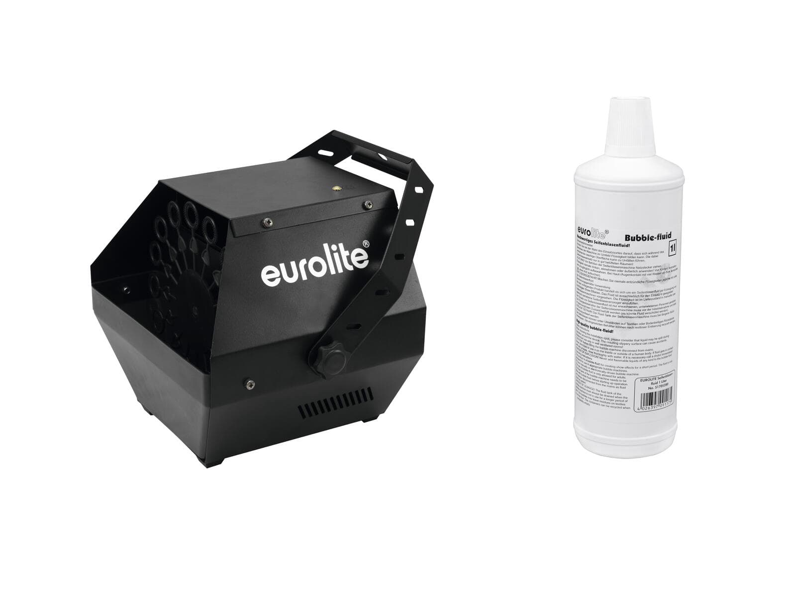 EUROLITE Set B-90 Macchina delle bolle nera + Liquido per bolle 1l - 20000250