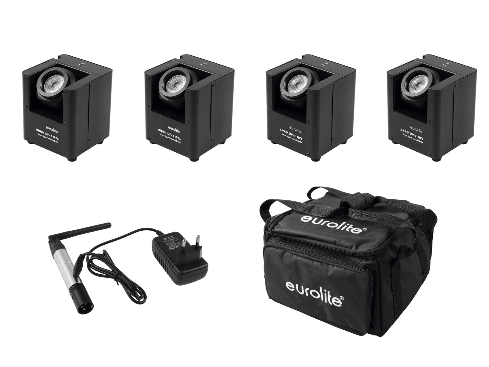 EUROLITE Set 4x AKKU UP-1 + Custodia morbida SB-4 + Trasmettitore wireless QuickDMX - 20000267