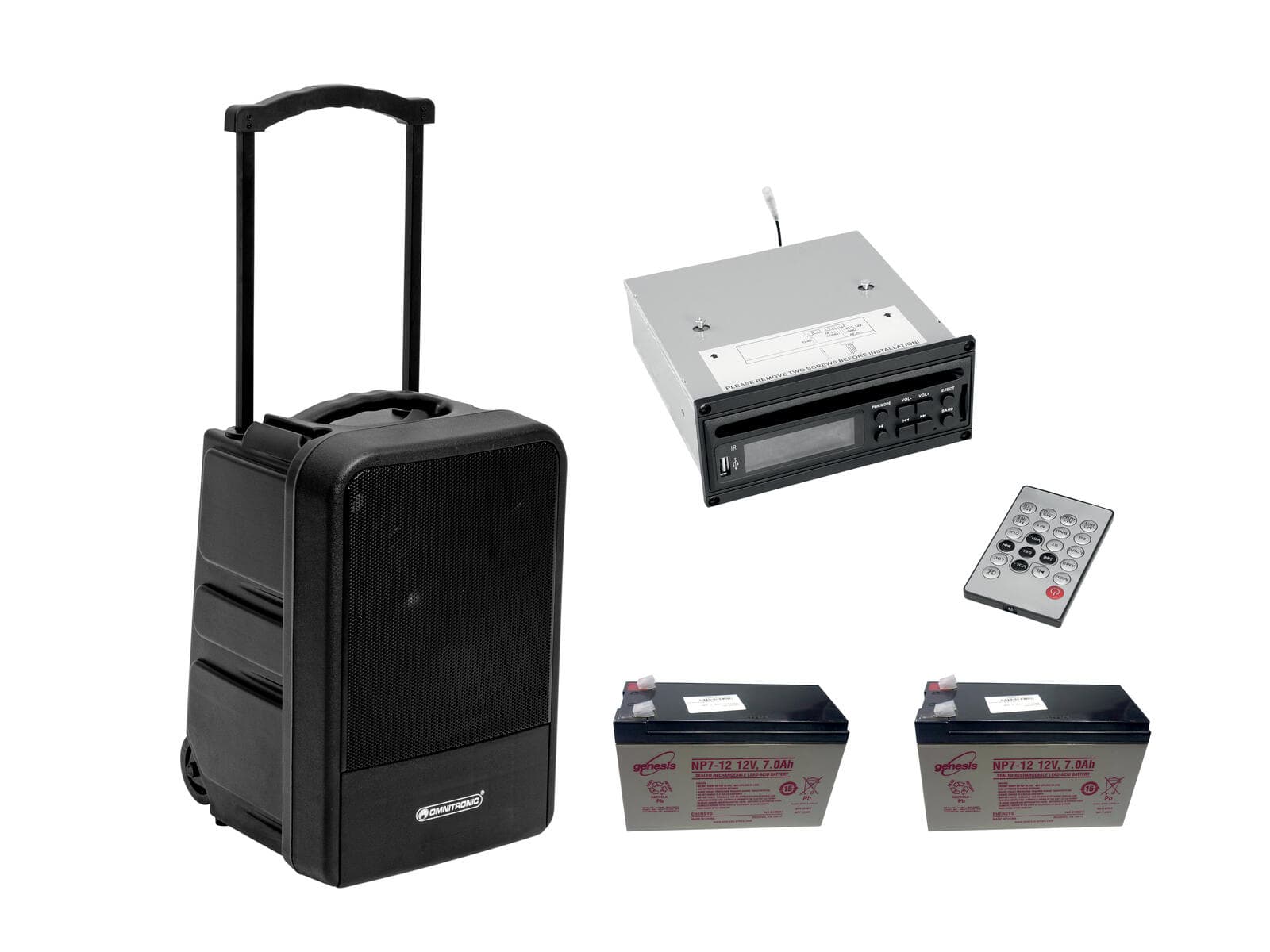 OMNITRONIC Set MOM-10BT4 Sistema PA wireless modulare + Lettore CD con USB e SD + 2x Batteria - 20000386