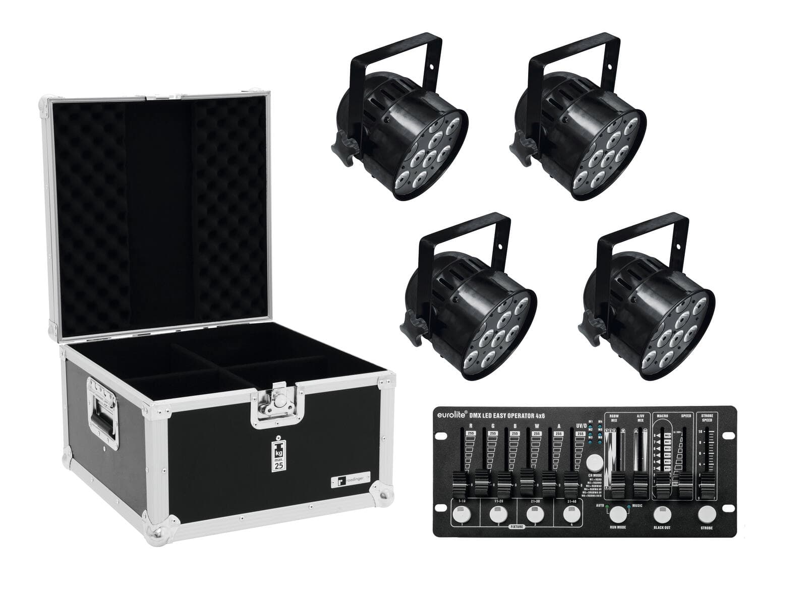 EUROLITE Set 4x LED PAR-56 HCL bk + Flightcase + Controller - 20000411