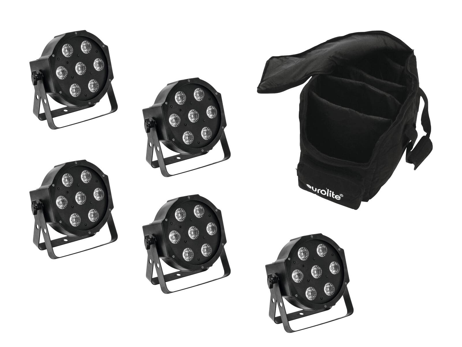 EUROLITE Set 5x LED SLS-7 HCL Spot + Custodia morbida - 20000427