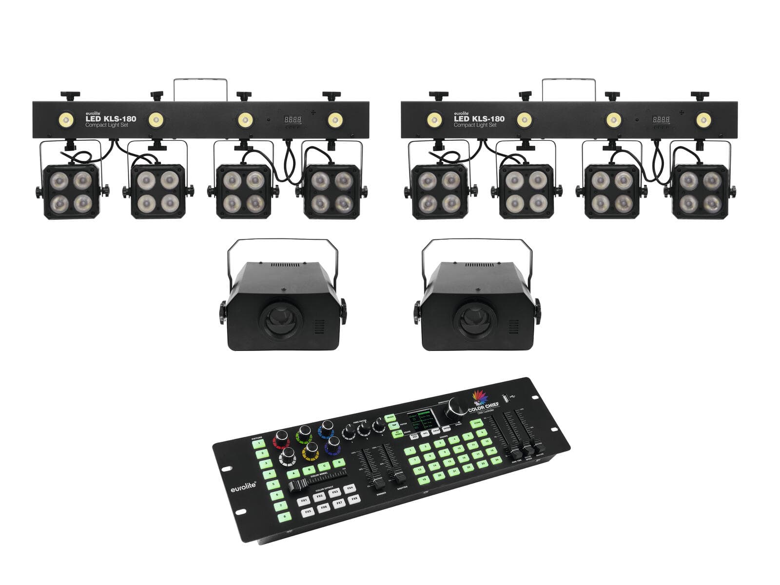 EUROLITE Set 2x LED KLS-180 + 2x LED WF-40 + Controller DMX LED Color Chief - 20000435