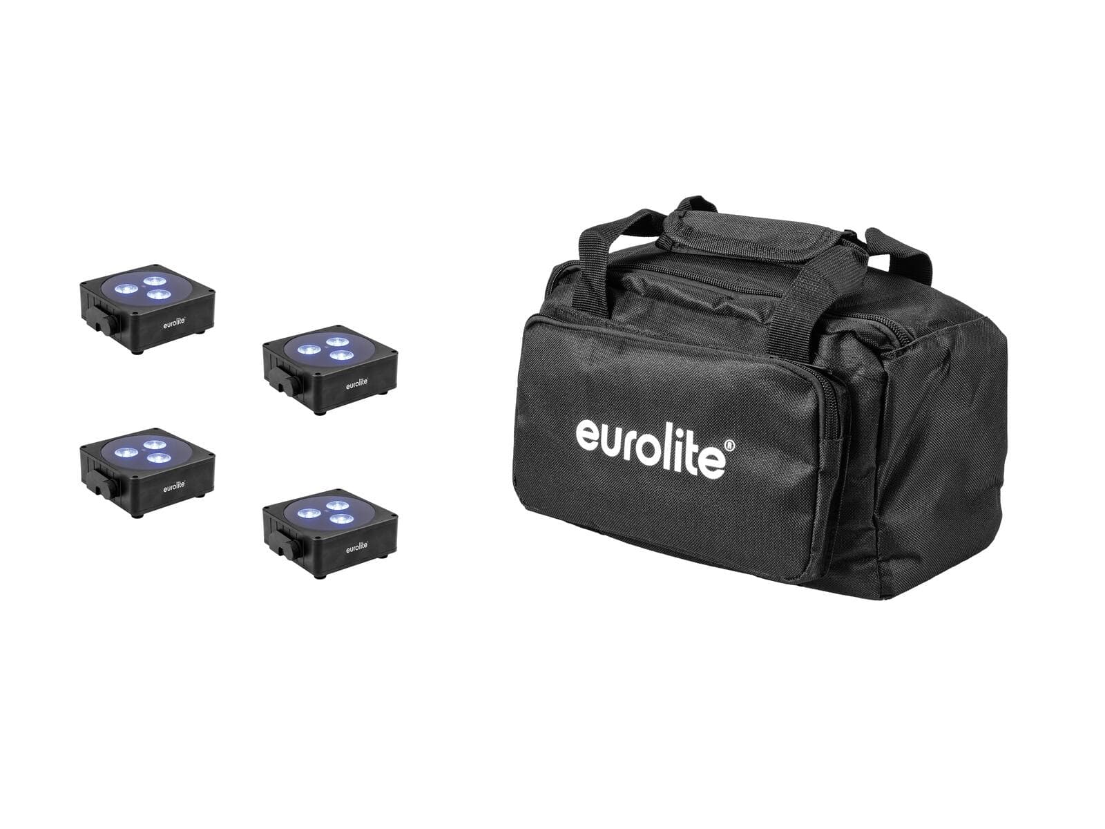 EUROLITE Set 4x AKKU Flat Light 3 bk + borsa morbida - 20000474