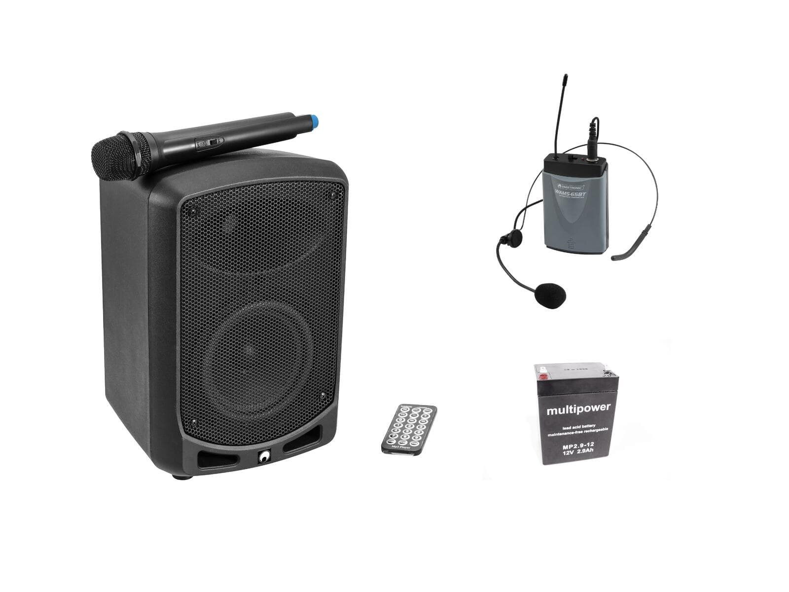 OMNITRONIC Set WAMS-65BT + trasmettitore bodypack con headset + batteria - 20000567