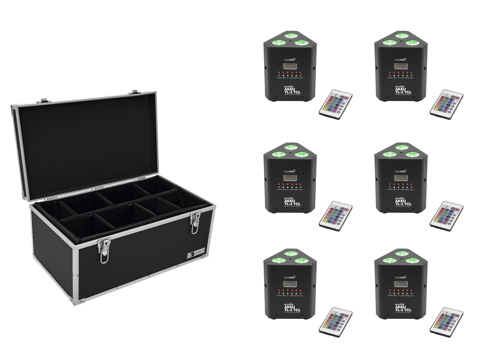 EUROLITE Set 6x AKKU TL-3 TCL Trusslight QuickDMX + custodia TDV-1 - 20000625