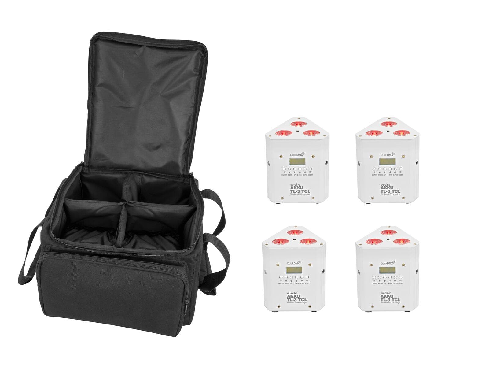 EUROLITE Set 4x AKKU TL-3 TCL bianco + SB-4 Custodia morbida - 20000649