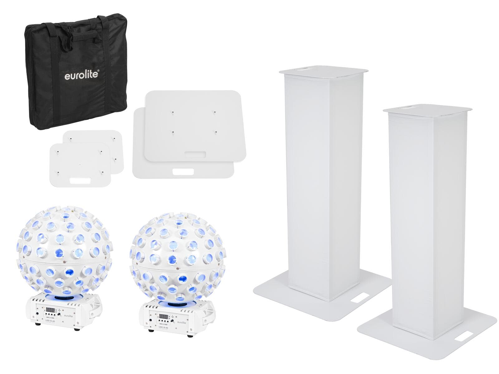 EUROLITE Set 2 x supporti da palco 100 cm + 2x effetto Beam LED B-40 bianco - 20000652