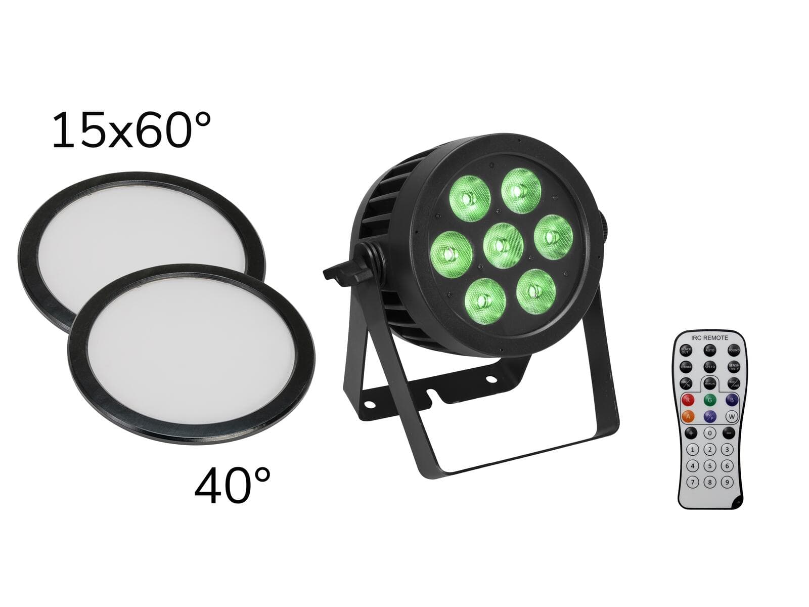 EUROLITE Set LED IP PAR 7x8W QCL Spot + 2x diffusori (15x60° e 40°) - 20000670